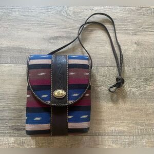 Valore by Luigi Morello brown multicolor leather and fabric cross body purse